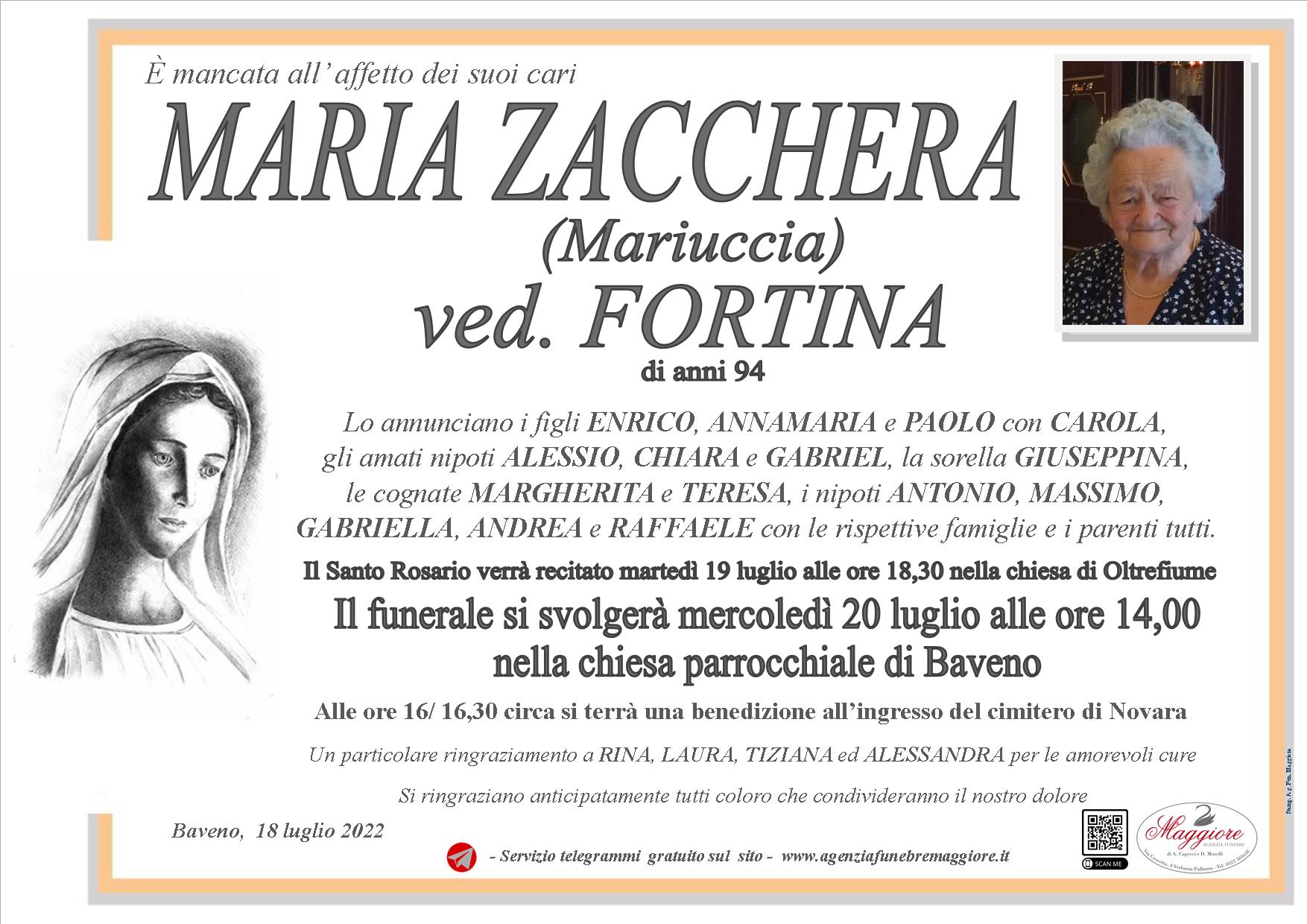 Mariuccia Zacchera ved. Fortina