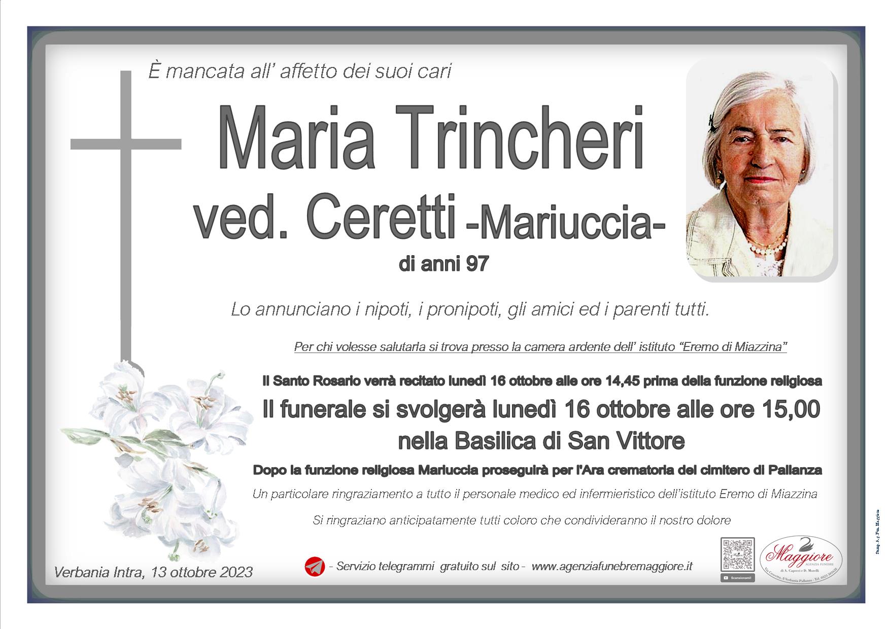 Maria Trincheri ved. Ceretti