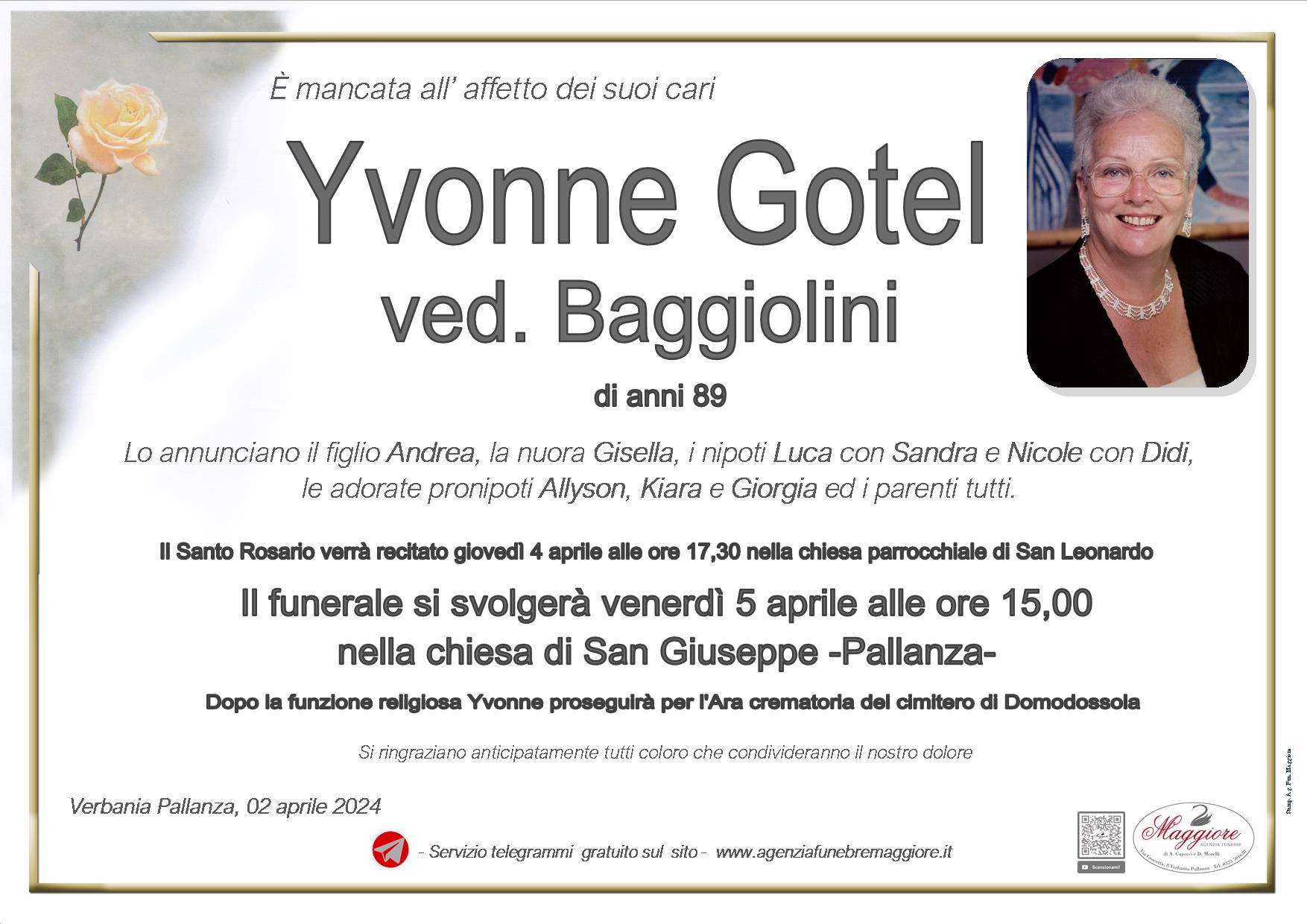 Yvonne Gotel ved. Baggiolini