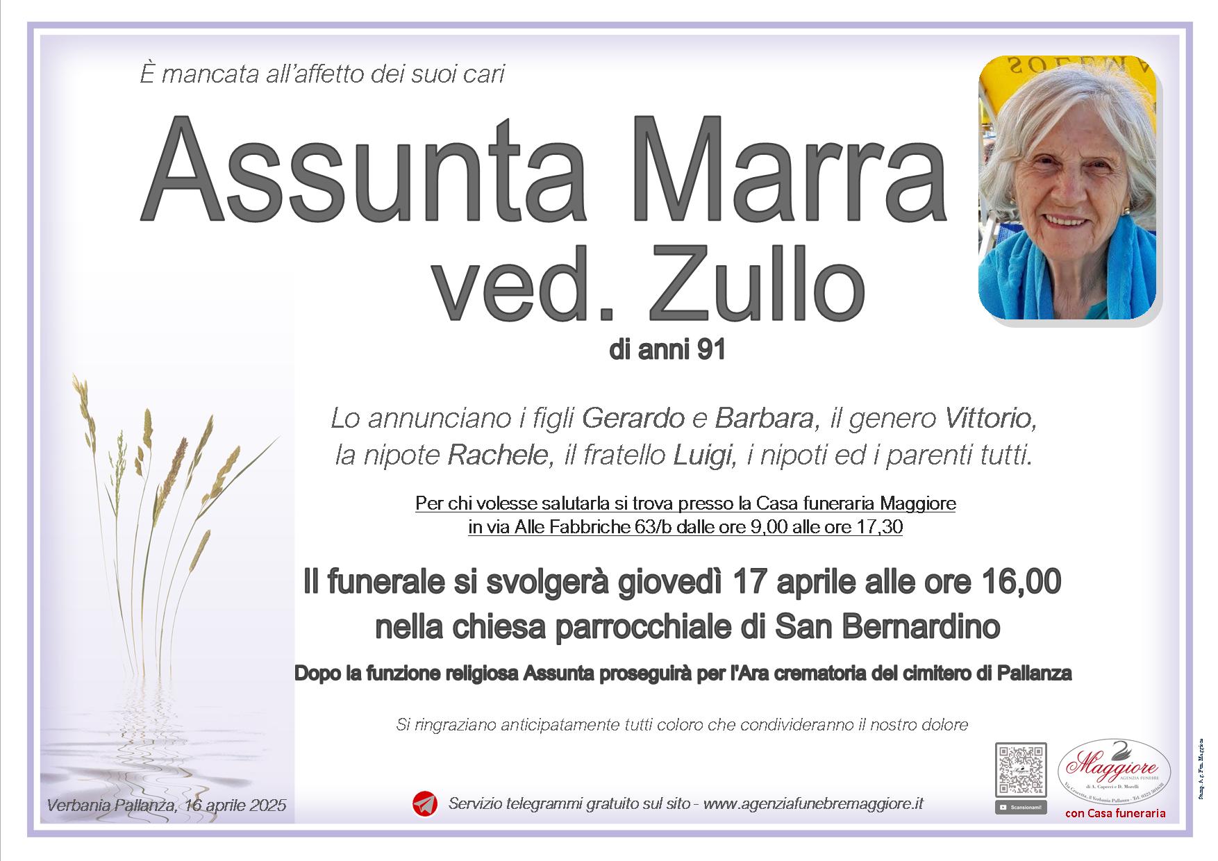 Assunta Marra ved. Zullo Pasquale