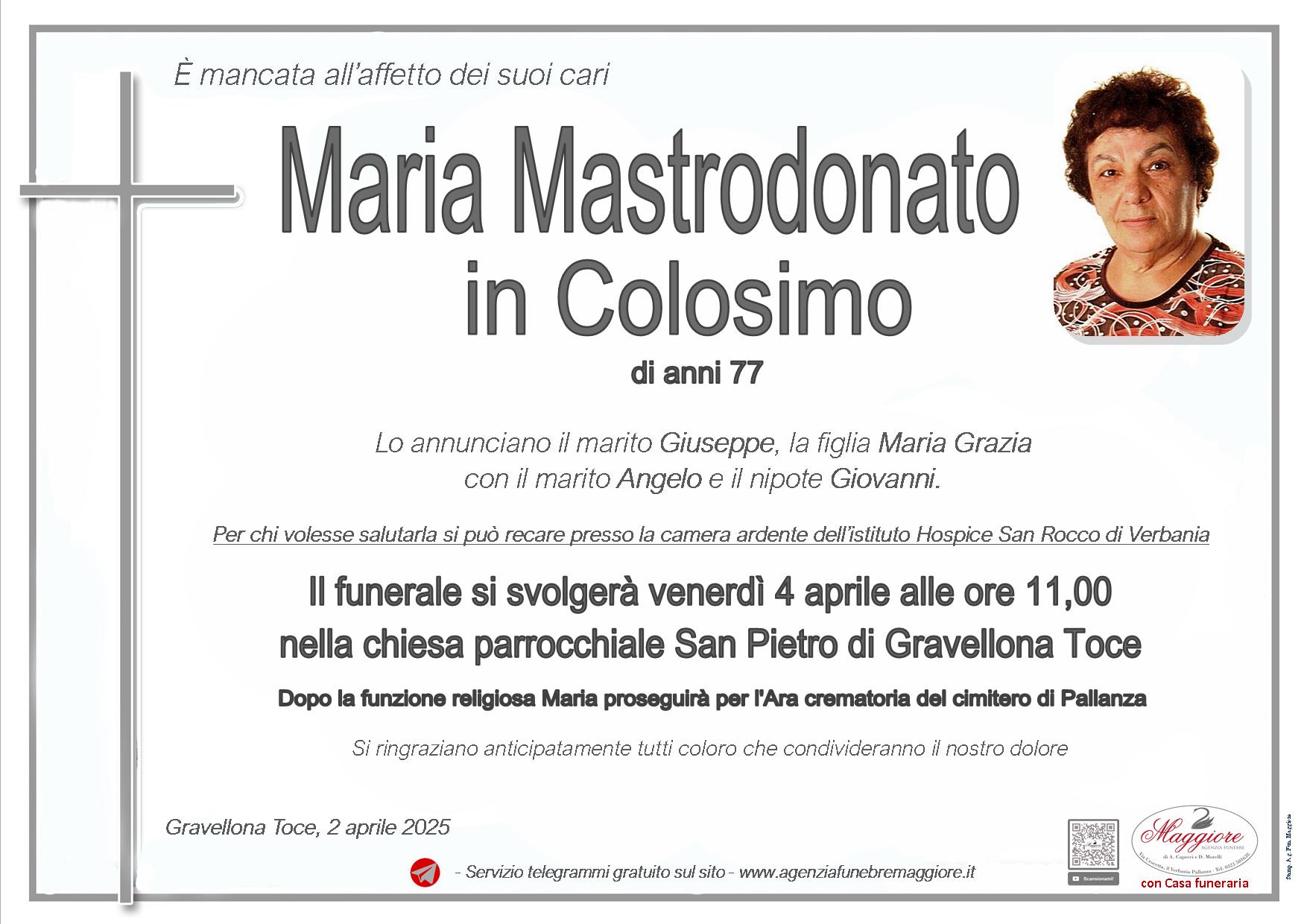 Maria Mastrodonato ved. in Colosimo