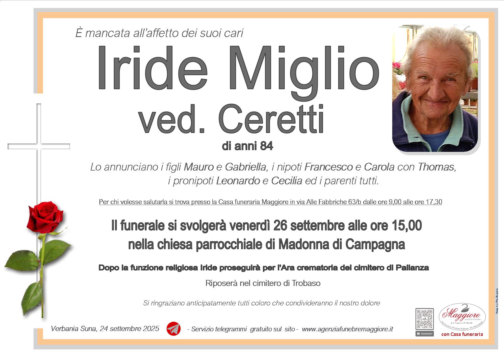 Iride  Miglio ved. Ceretti