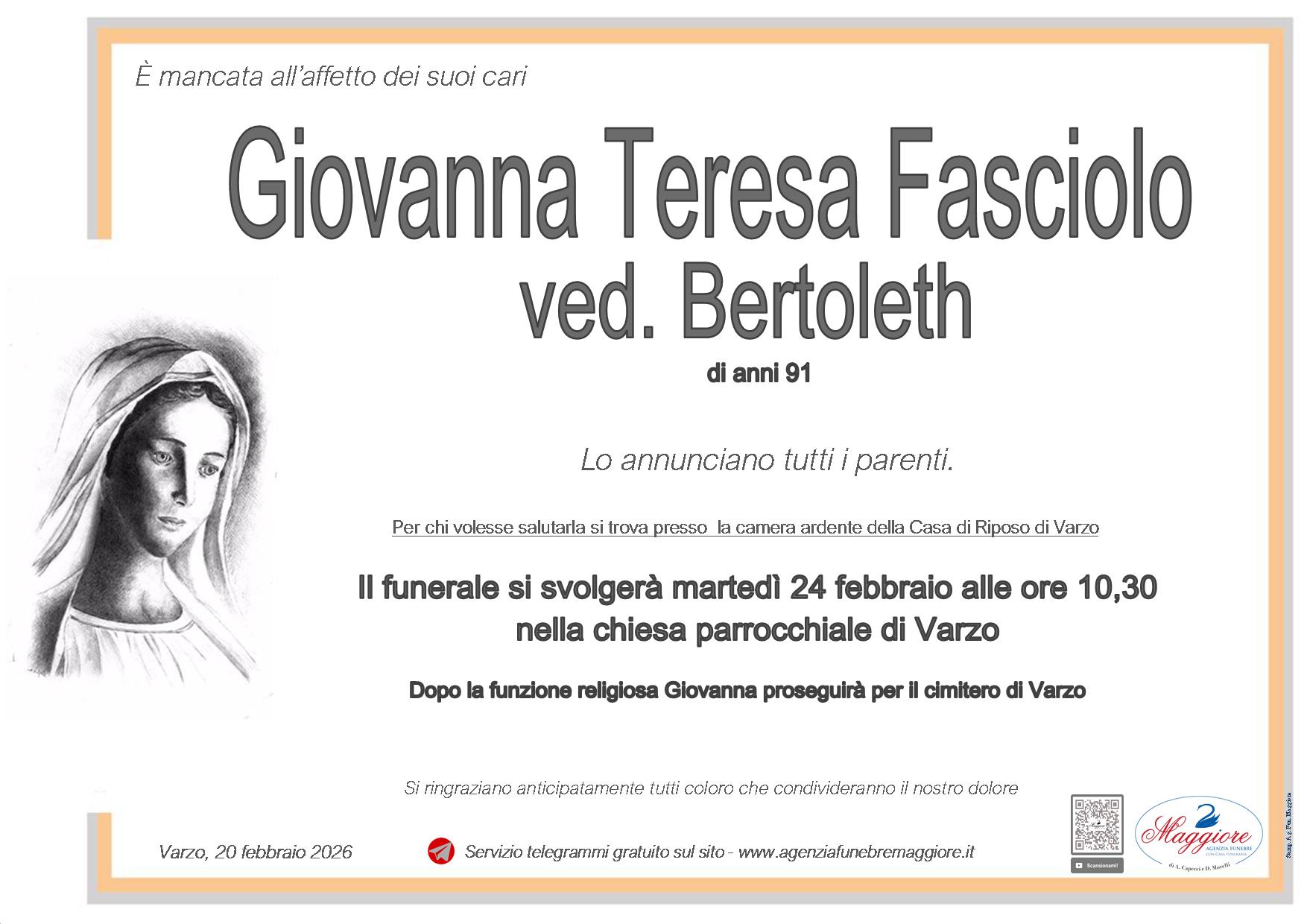 Giovanna Teresa Fasciolo ved. Bertoleth
